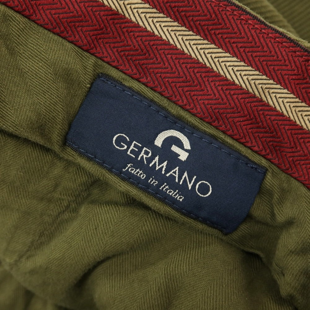 【中古】ジェルマーノ GERMANO ストレッチ コットン カルゼ カジュアルスラックスパンツ オリーブ【サイズ46】【 状態ランクC 】【 メンズ 】