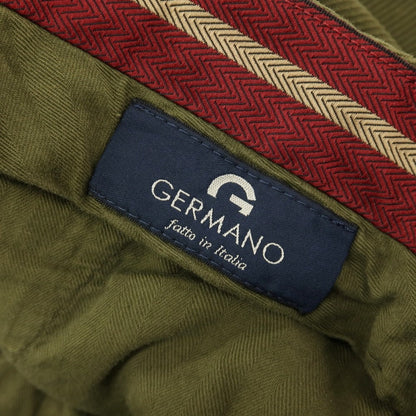 【中古】ジェルマーノ GERMANO ストレッチ コットン カルゼ カジュアルスラックスパンツ オリーブ【サイズ46】【 状態ランクC 】【 メンズ 】