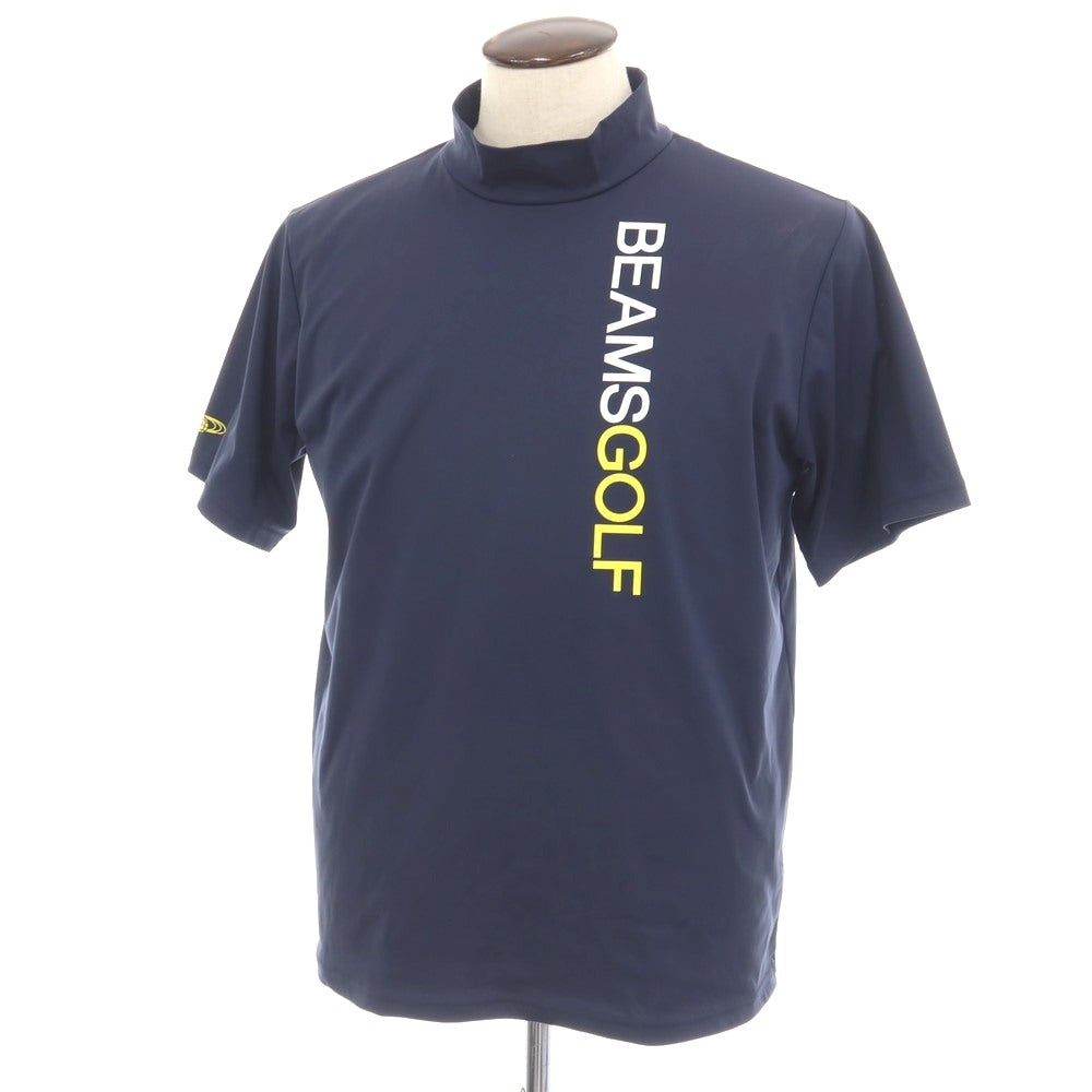 【中古】ビームス ゴルフ BEAMS GOLF ポリエステル モックネック 半袖Ｔシャツ ネイビー【サイズL】【 状態ランクC 】【 メンズ 】