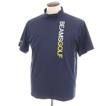 【中古】ビームス ゴルフ BEAMS GOLF ポリエステル モックネック 半袖Ｔシャツ ネイビー【サイズL】【 状態ランクC 】【 メンズ 】