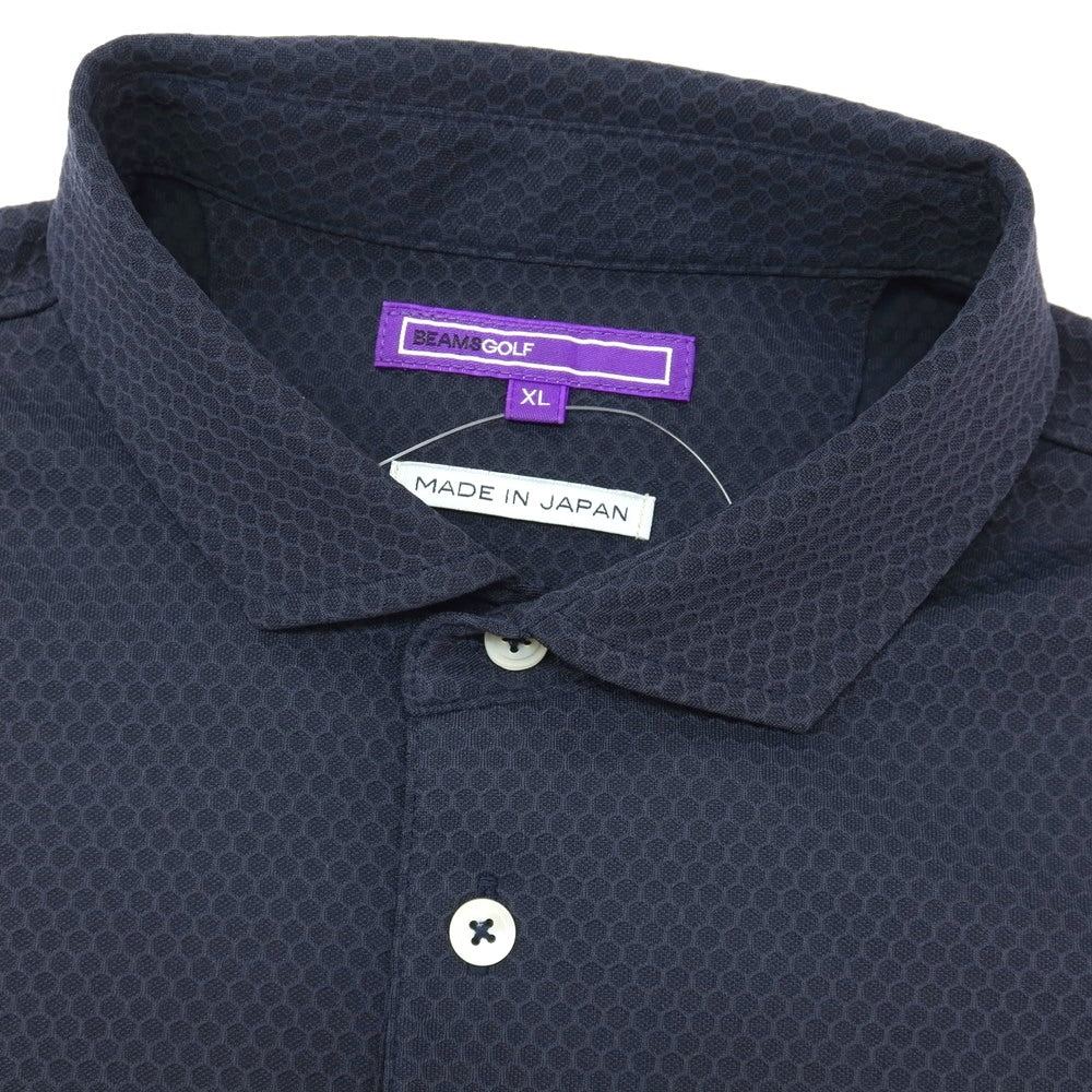 【中古】ビームス ゴルフ BEAMS GOLF ポリエステル ハニカム 半袖ポロシャツ ネイビー【サイズXL】【 状態ランクB 】【 メンズ 】