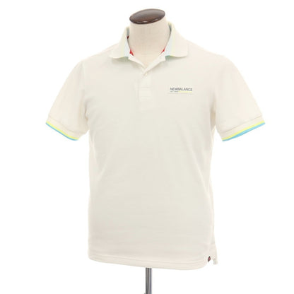 【中古】ニューバランス NEW BALANCE GOLF ポリエステル 鹿の子 半袖ポロシャツ ホワイト【サイズ6】【 状態ランクC 】【 メンズ 】