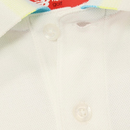 【中古】ニューバランス NEW BALANCE GOLF ポリエステル 鹿の子 半袖ポロシャツ ホワイト【サイズ6】【 状態ランクC 】【 メンズ 】