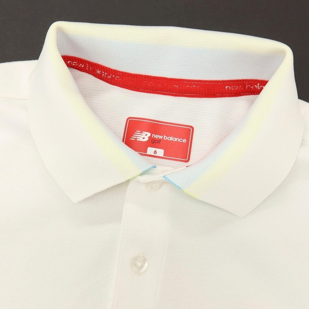 【中古】ニューバランス NEW BALANCE GOLF ポリエステル 鹿の子 半袖ポロシャツ ホワイト【サイズ6】【 状態ランクC 】【 メンズ 】