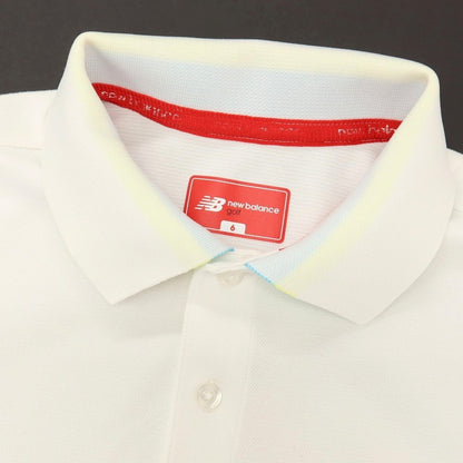 【中古】ニューバランス NEW BALANCE GOLF ポリエステル 鹿の子 半袖ポロシャツ ホワイト【サイズ6】【 状態ランクC 】【 メンズ 】