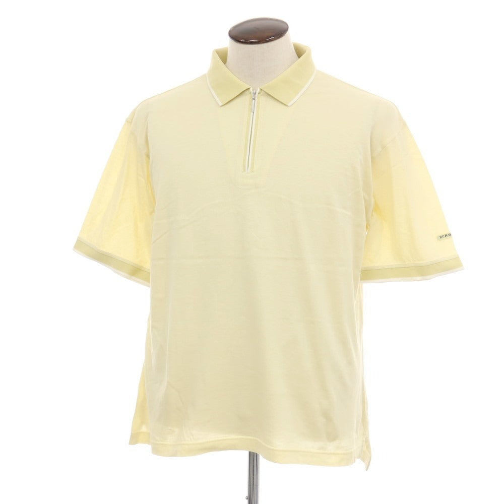 【中古】バーバリーゴルフ BURBERRY GOLF コットン ハーフジップ 半袖ポロシャツ ライトイエロー【サイズLL】【 状態ランクB 】【 メンズ 】