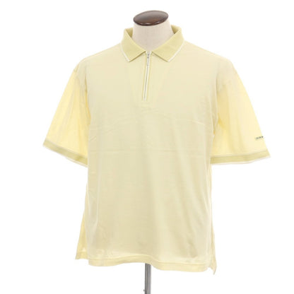 【中古】バーバリーゴルフ BURBERRY GOLF コットン ハーフジップ 半袖ポロシャツ ライトイエロー【サイズLL】【 状態ランクB 】【 メンズ 】