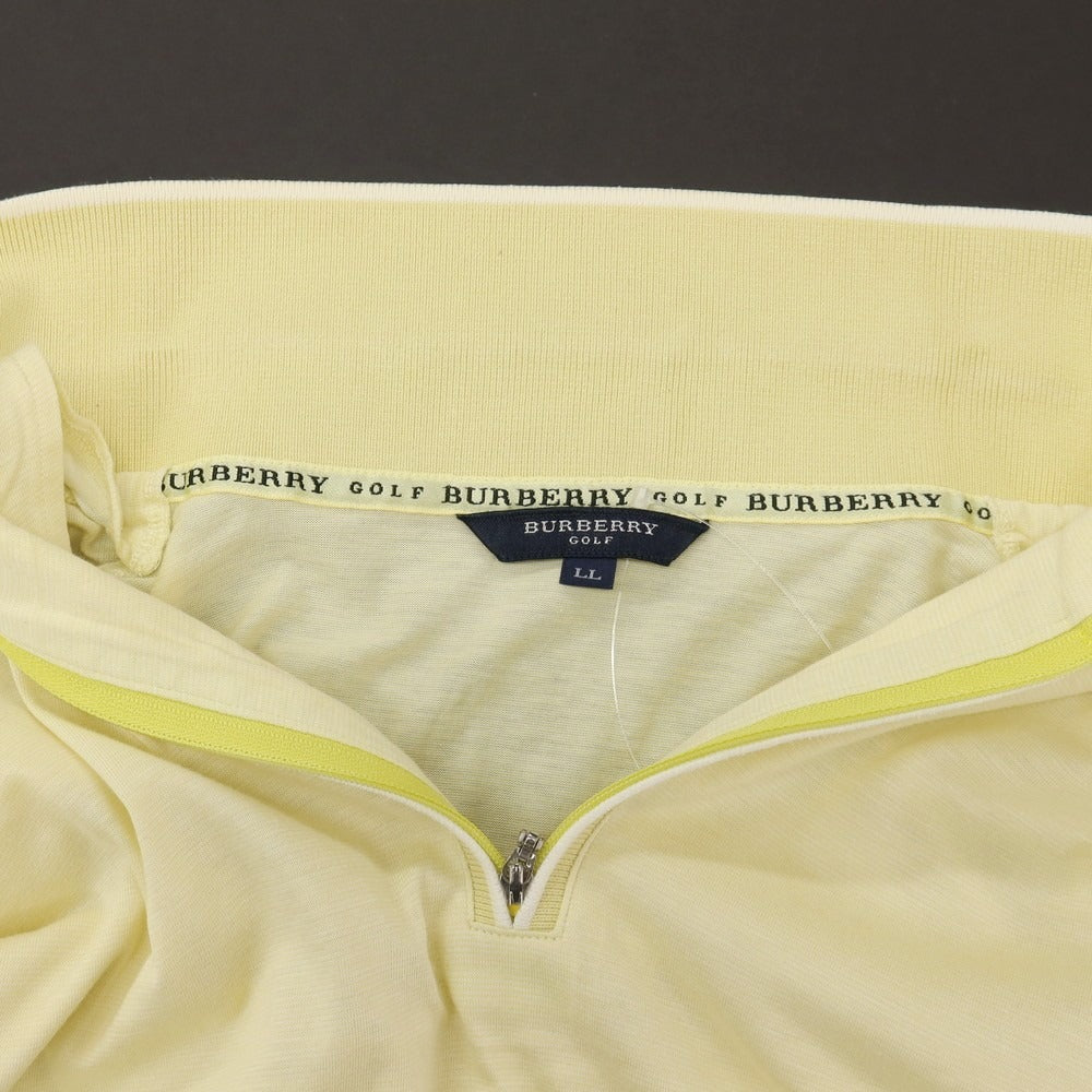 【中古】バーバリーゴルフ BURBERRY GOLF コットン ハーフジップ 半袖ポロシャツ ライトイエロー【サイズLL】【 状態ランクB 】【 メンズ 】