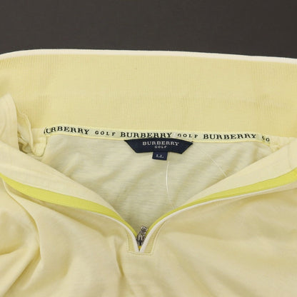 【中古】バーバリーゴルフ BURBERRY GOLF コットン ハーフジップ 半袖ポロシャツ ライトイエロー【サイズLL】【 状態ランクB 】【 メンズ 】