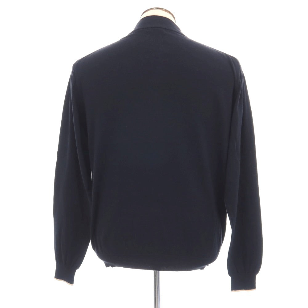 【中古】バーバリーゴルフ BURBERRY GOLF コットン ハーフジップ プルオーバーニット ネイビー【サイズLL】【 状態ランクC 】【 メンズ 】