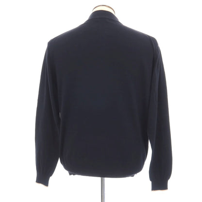 【中古】バーバリーゴルフ BURBERRY GOLF コットン ハーフジップ プルオーバーニット ネイビー【サイズLL】【 状態ランクC 】【 メンズ 】