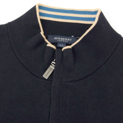 【中古】バーバリーゴルフ BURBERRY GOLF コットン ハーフジップ プルオーバーニット ネイビー【サイズLL】【 状態ランクC 】【 メンズ 】