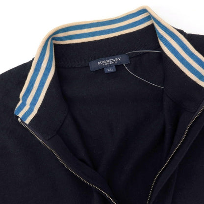 【中古】バーバリーゴルフ BURBERRY GOLF コットン ハーフジップ プルオーバーニット ネイビー【サイズLL】【 状態ランクC 】【 メンズ 】