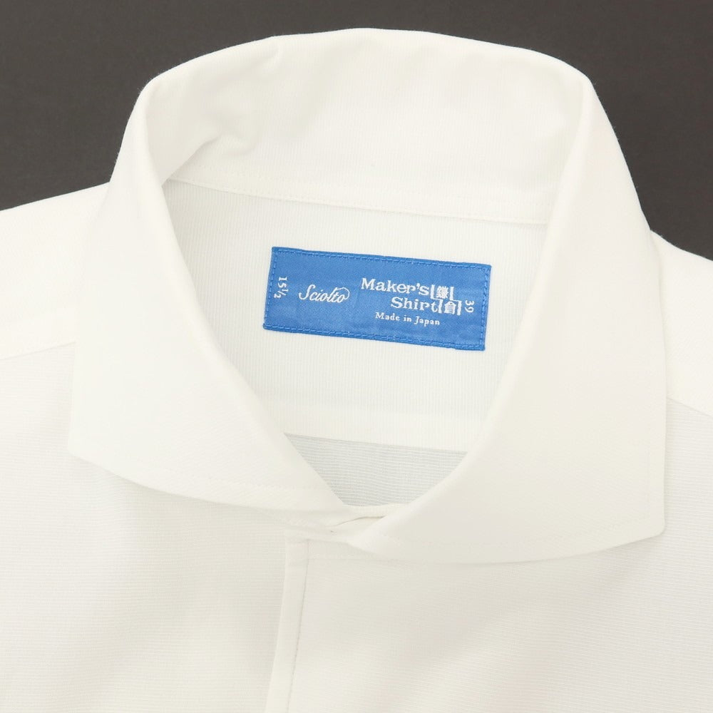 【中古】メイカーズシャツ カマクラ Makers Shirt 鎌倉 コットン ワンピースカラー ドレスシャツ ホワイト【サイズ39】【 状態ランクC 】【 メンズ 】