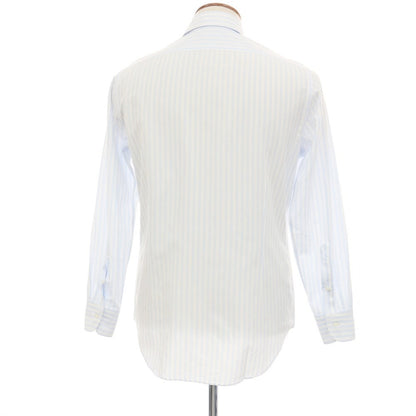 【中古】メイカーズシャツ カマクラ Makers Shirt 鎌倉 コットン ストライプ ワンピースカラー ドレスシャツ ホワイトxブルー【サイズ39】【 状態ランクC 】【 メンズ 】