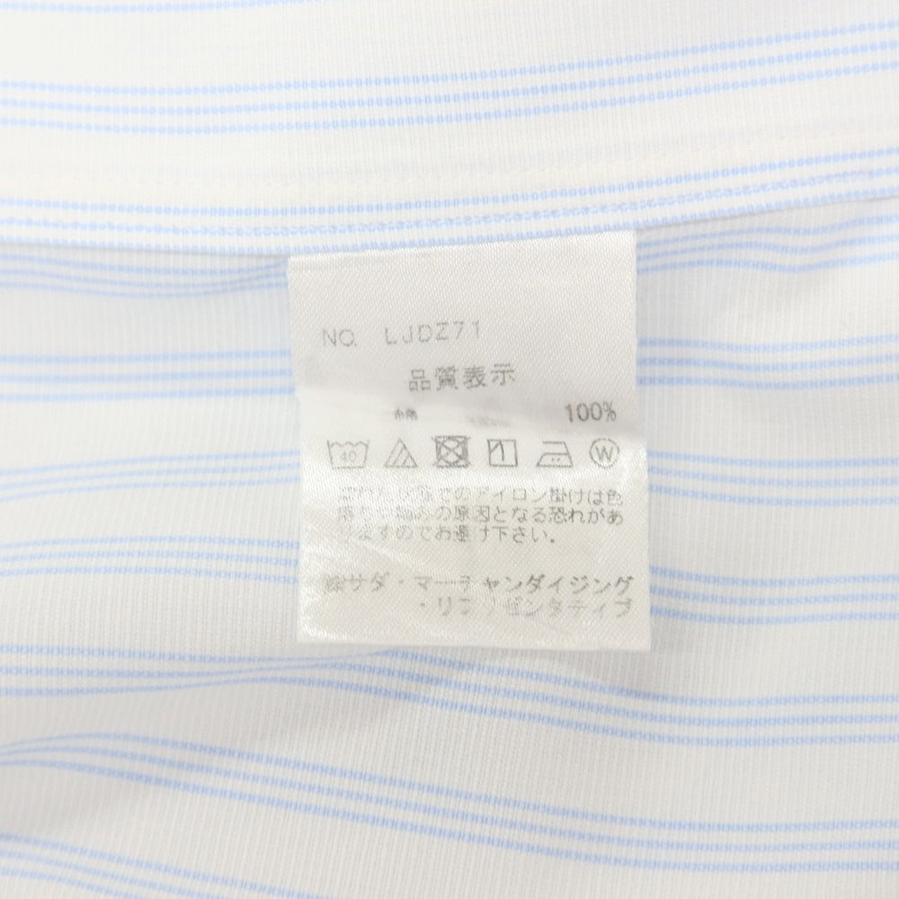 【中古】メイカーズシャツ カマクラ Makers Shirt 鎌倉 コットン ストライプ ワンピースカラー ドレスシャツ ホワイトxブルー【サイズ39】【 状態ランクC 】【 メンズ 】