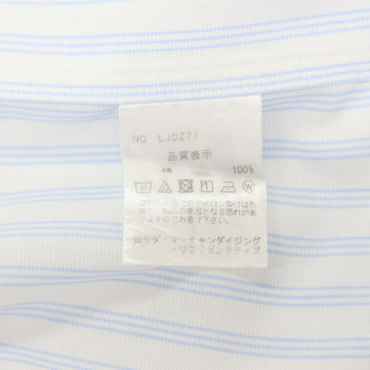 【中古】メイカーズシャツ カマクラ Makers Shirt 鎌倉 コットン ストライプ ワンピースカラー ドレスシャツ ホワイトxブルー【サイズ39】【 状態ランクC 】【 メンズ 】