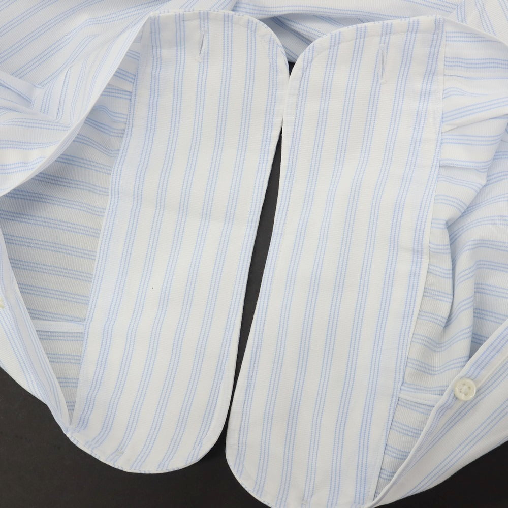 【中古】メイカーズシャツ カマクラ Makers Shirt 鎌倉 コットン ストライプ ワンピースカラー ドレスシャツ ホワイトxブルー【サイズ39】【 状態ランクC 】【 メンズ 】