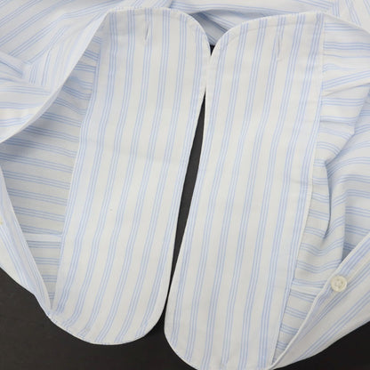【中古】メイカーズシャツ カマクラ Makers Shirt 鎌倉 コットン ストライプ ワンピースカラー ドレスシャツ ホワイトxブルー【サイズ39】【 状態ランクC 】【 メンズ 】