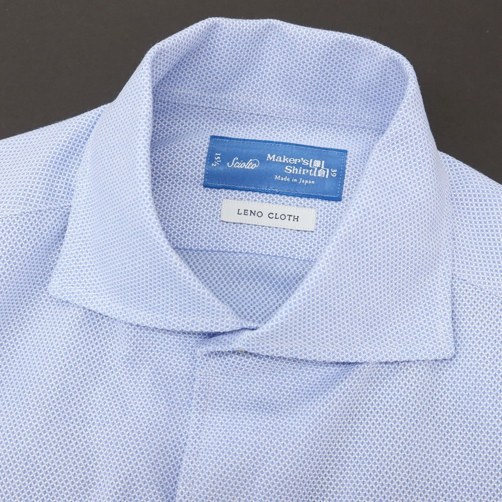 【中古】メイカーズシャツ カマクラ Makers Shirt 鎌倉 コットン レノクロス ワンピースカラー ドレスシャツ ブルー【サイズ39】【 状態ランクB 】【 メンズ 】
