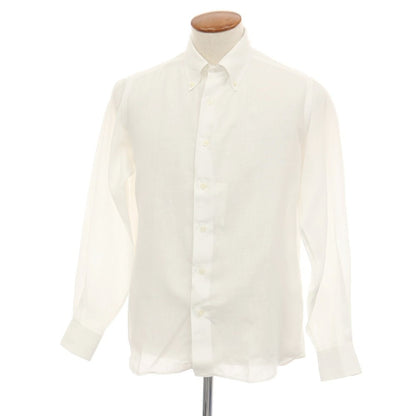 【中古】メイカーズシャツ カマクラ Makers Shirt 鎌倉 ピュアリネン ボタンダウン カジュアルシャツ ホワイト【サイズM】【 状態ランクB 】【 メンズ 】