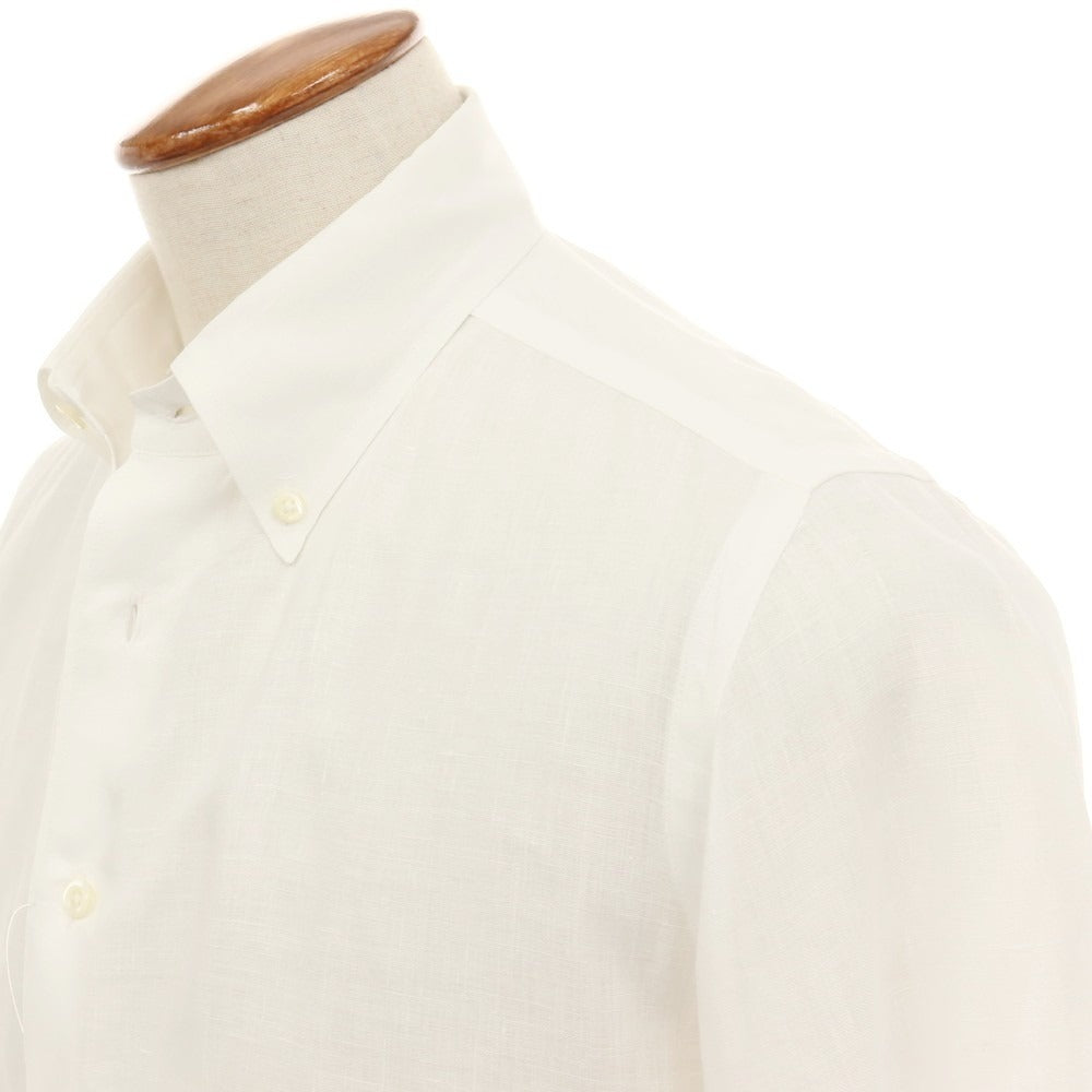 【中古】メイカーズシャツ カマクラ Makers Shirt 鎌倉 ピュアリネン ボタンダウン カジュアルシャツ ホワイト【サイズM】【 状態ランクB 】【 メンズ 】