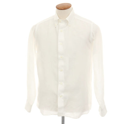 【中古】メイカーズシャツ カマクラ Makers Shirt 鎌倉 ピュアリネン ボタンダウン カジュアルシャツ ホワイト【サイズM】【 状態ランクB 】【 メンズ 】