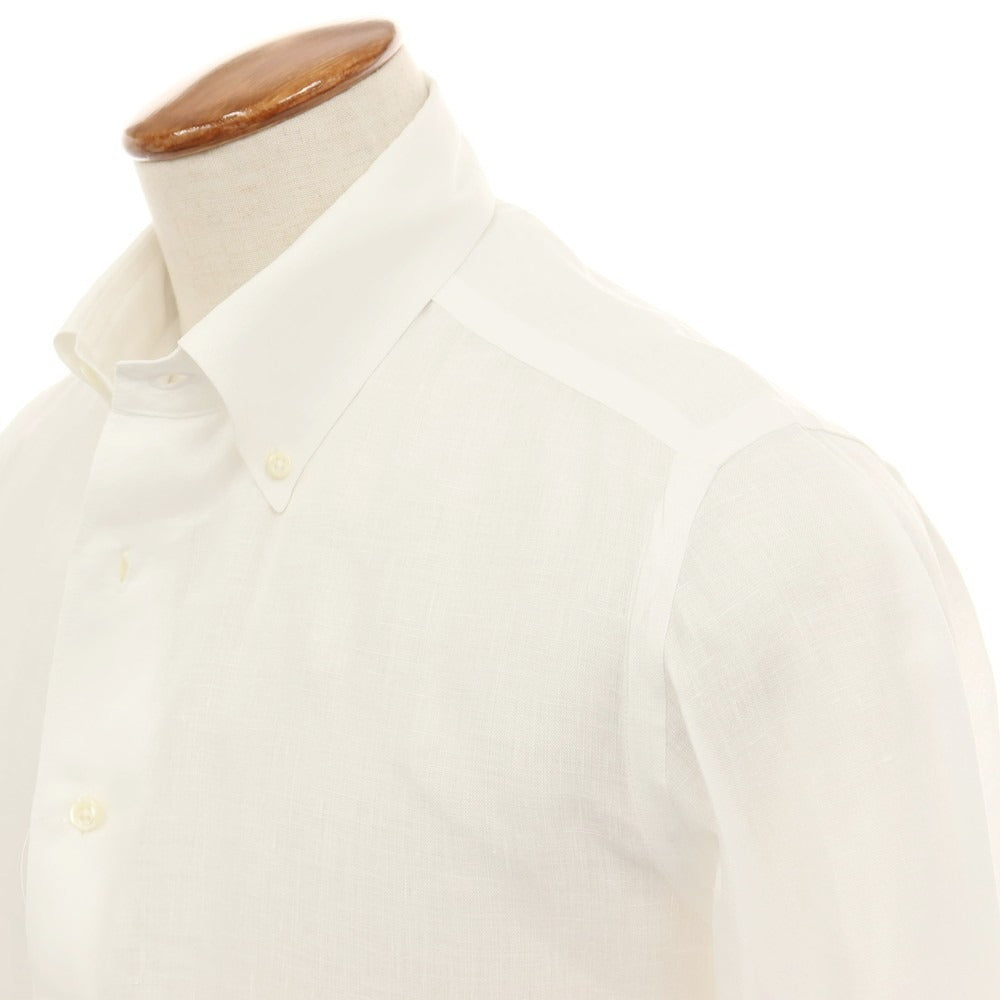【中古】メイカーズシャツ カマクラ Makers Shirt 鎌倉 ピュアリネン ボタンダウン カジュアルシャツ ホワイト【サイズM】【 状態ランクB 】【 メンズ 】