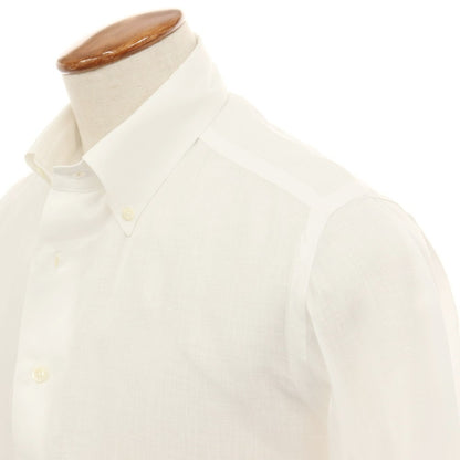 【中古】メイカーズシャツ カマクラ Makers Shirt 鎌倉 ピュアリネン ボタンダウン カジュアルシャツ ホワイト【サイズM】【 状態ランクB 】【 メンズ 】