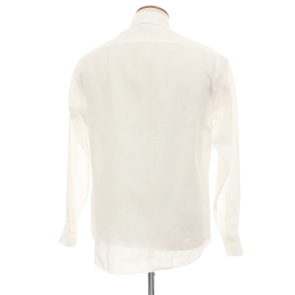 【中古】メイカーズシャツ カマクラ Makers Shirt 鎌倉 ピュアリネン ボタンダウン カジュアルシャツ ホワイト【サイズM】【 状態ランクB 】【 メンズ 】