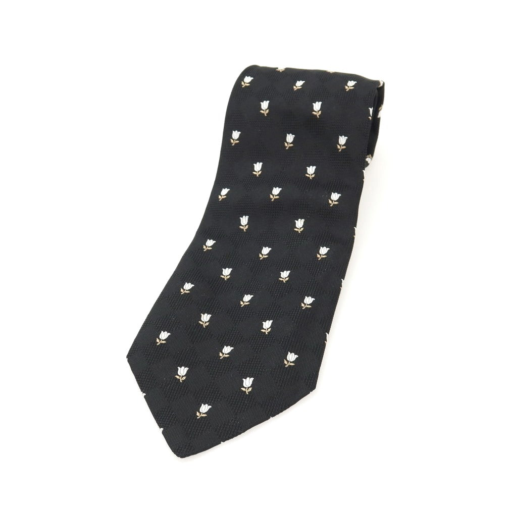 【中古】ドルチェアンドガッバーナ DOLCE&amp;GABBANA シルク チューリップ 小紋柄ネクタイ ブラックxホワイト【 状態ランクC 】【 メンズ 】