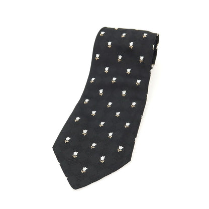 【中古】ドルチェアンドガッバーナ DOLCE&amp;GABBANA シルク チューリップ 小紋柄ネクタイ ブラックxホワイト【 状態ランクC 】【 メンズ 】