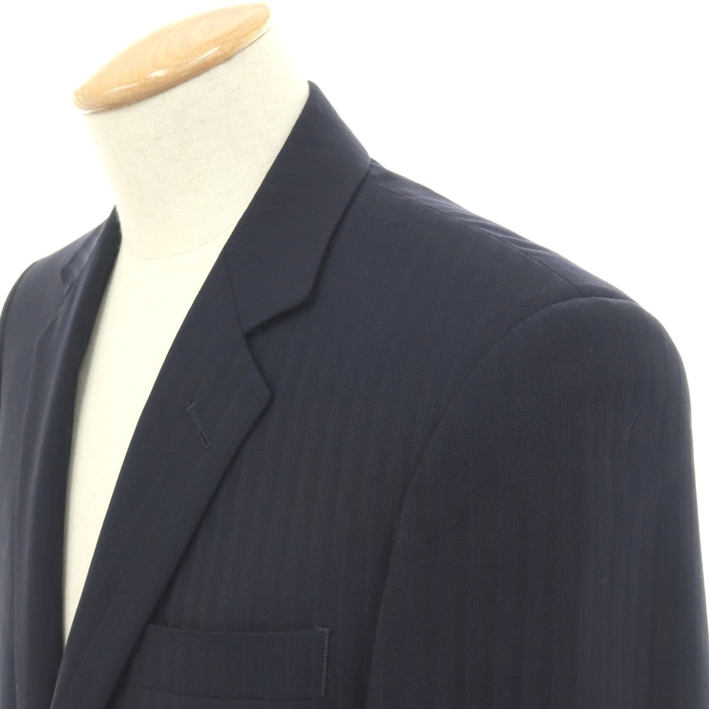 【中古】シーケーカルバンクライン ck ウールポリエステル シャドーストライプ 2つボタンスーツ ネイビー【サイズ上36/下31】【 状態ランクB 】【 メンズ 】