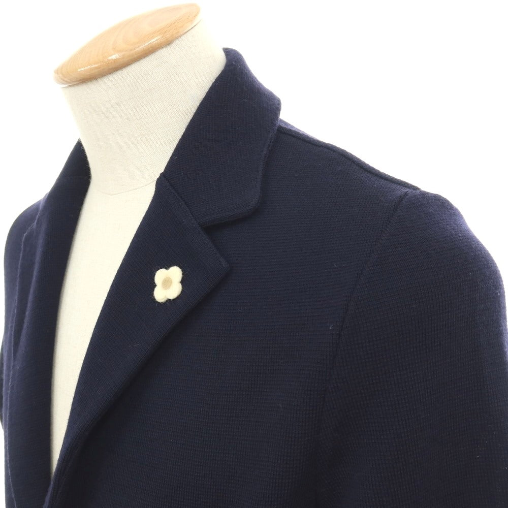 【中古】ラルディーニ LARDINI ウール 2つボタン ニットジャケット ネイビー【サイズS】【 状態ランクB 】【 メンズ 】