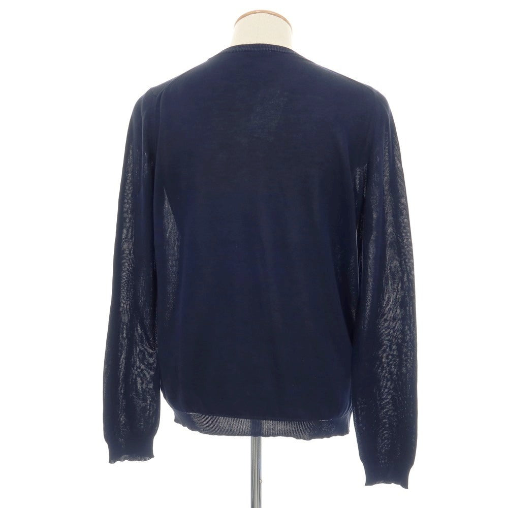 【中古】ザノーネ ZANONE コットン クルーネック プルオーバーニット ネイビー【サイズ46】【 状態ランクC 】【 メンズ 】