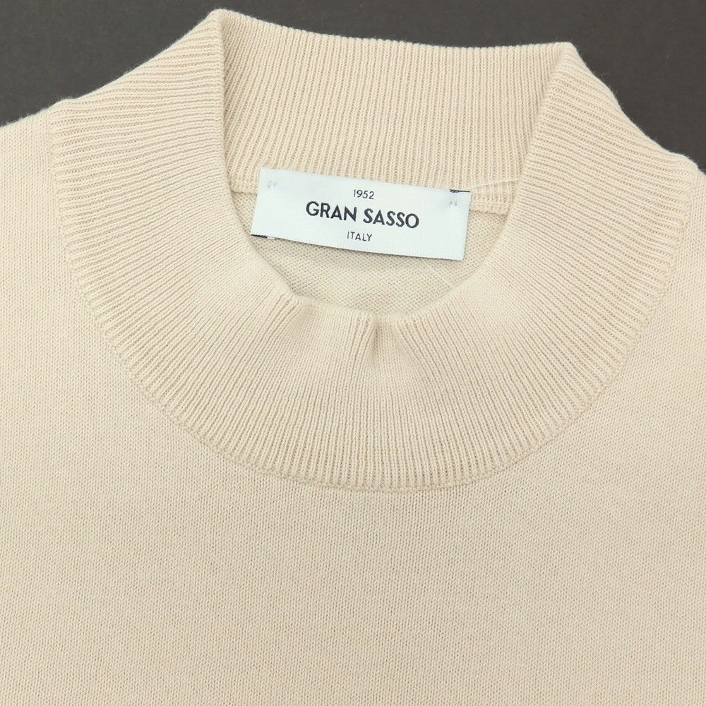 【中古】グランサッソ GRAN SASSO コットン モックネック 半袖 プルオーバーニット ベージュ【サイズ46】【 状態ランクB 】【 メンズ 】