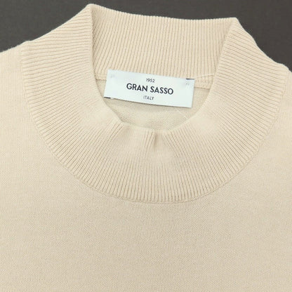 【中古】グランサッソ GRAN SASSO コットン モックネック 半袖 プルオーバーニット ベージュ【サイズ46】【 状態ランクB 】【 メンズ 】
