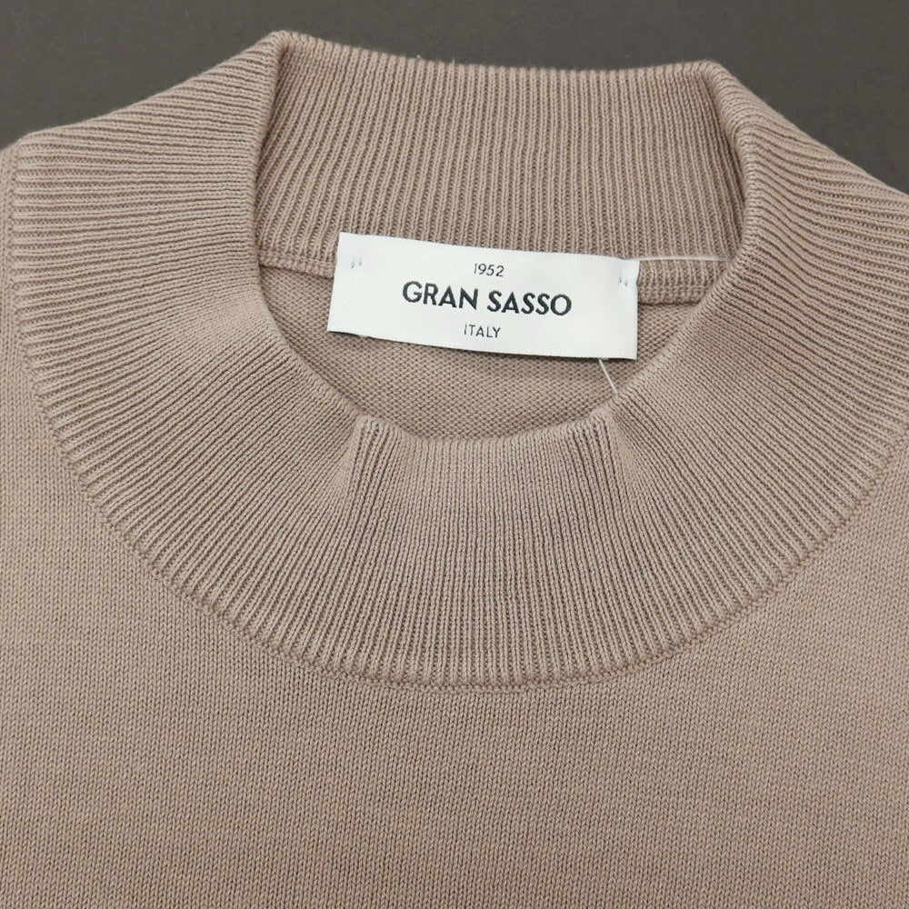 【中古】グランサッソ GRAN SASSO コットン モックネック 半袖 プルオーバーニット アッシュブラウン【サイズ46】【 状態ランクB 】【 メンズ 】