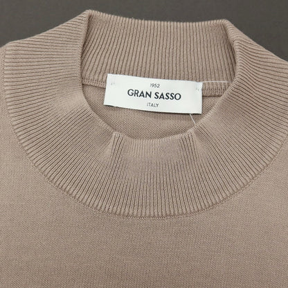 【中古】グランサッソ GRAN SASSO コットン モックネック 半袖 プルオーバーニット アッシュブラウン【サイズ46】【 状態ランクB 】【 メンズ 】