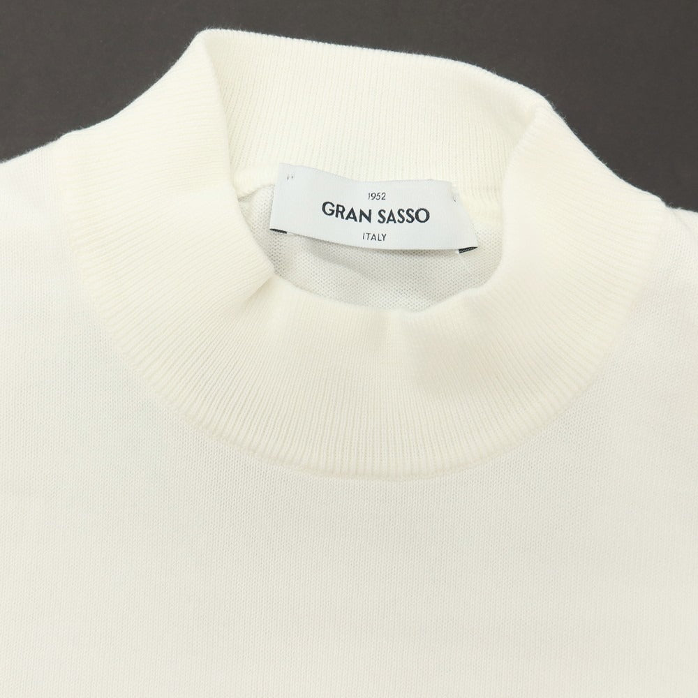 【中古】グランサッソ GRAN SASSO コットン モックネック 半袖 プルオーバーニット ホワイト【サイズ46】【 状態ランクA 】【 メンズ 】