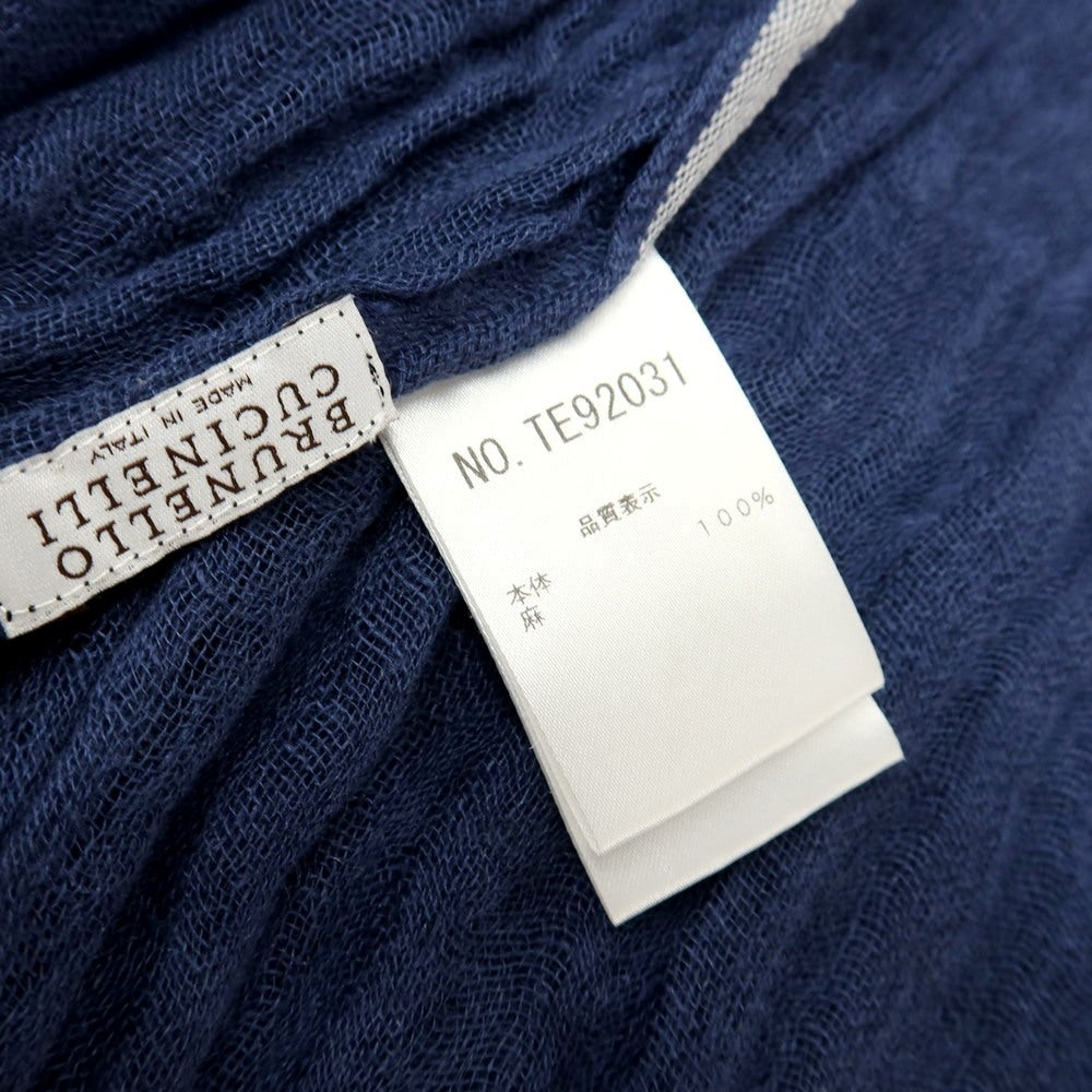 【中古】ブルネロクチネリ Brunello Cucinelli リネン ストール ネイビーブルー【 状態ランクB 】【 メンズ 】