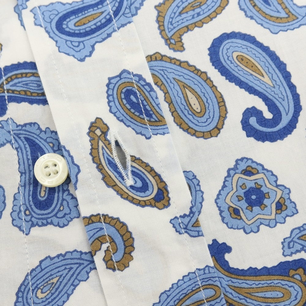 【中古】エトロ ETRO コットン ペイズリー プリント レギュラーカラー カジュアルシャツ ホワイトxブルー【サイズL】【 状態ランクC 】【 メンズ 】