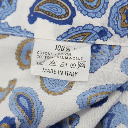 【中古】エトロ ETRO コットン ペイズリー プリント レギュラーカラー カジュアルシャツ ホワイトxブルー【サイズL】【 状態ランクC 】【 メンズ 】