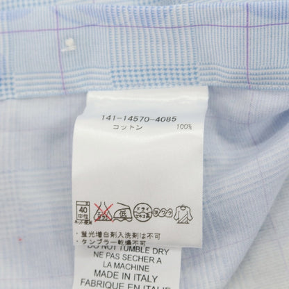 【中古】エトロ ETRO コットン チェック＆花柄 プリント レギュラーカラー カジュアルシャツ ライトブルー【サイズ41】【 状態ランクB 】【 メンズ 】