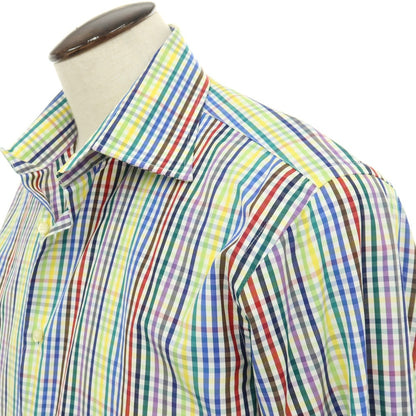 【中古】エトロ ETRO コットン チェック レギュラーカラー カジュアルシャツ マルチカラー【サイズ41】【 状態ランクB 】【 メンズ 】