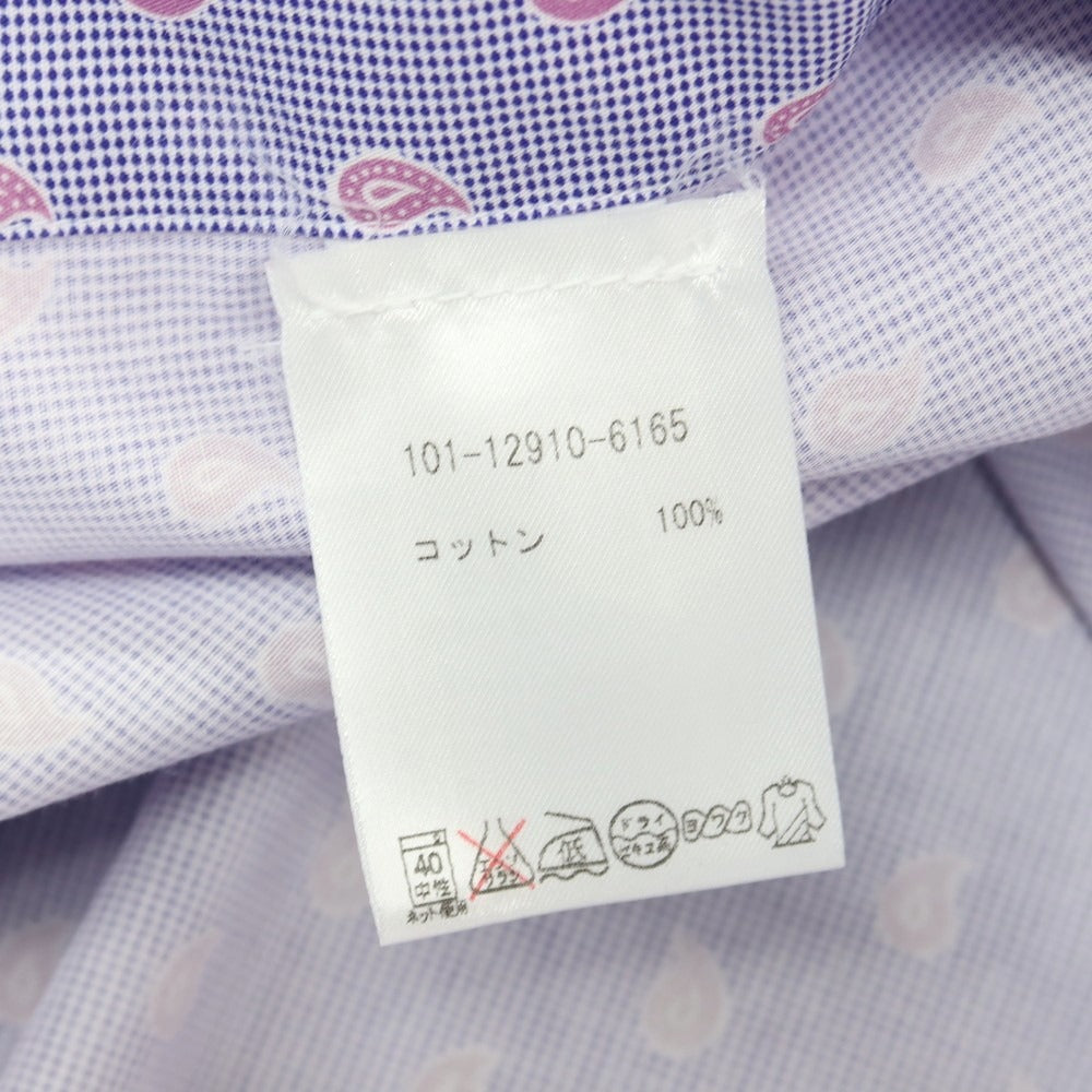【中古】エトロ ETRO コットン ペイズリー 小紋 プリント レギュラーカラー カジュアルシャツ パープル【サイズ42】【 状態ランクB 】【 メンズ 】