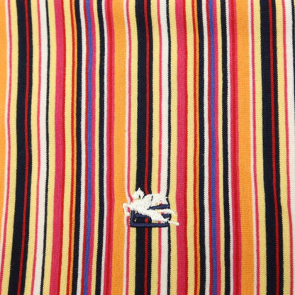 【中古】エトロ ETRO コットン マルチストライプ 半袖シャツ オレンジ系xマルチカラー【サイズL】【 状態ランクB 】【 メンズ 】