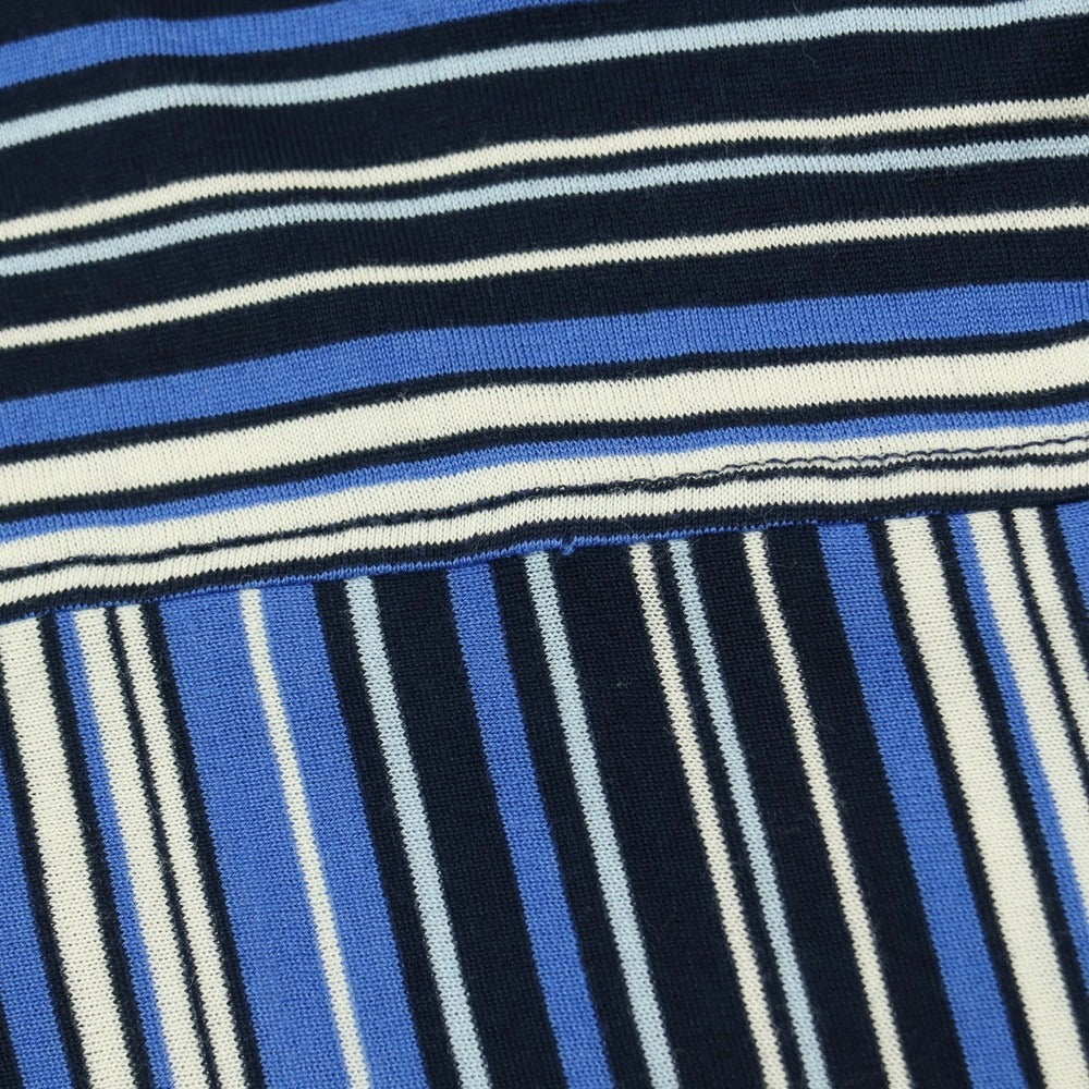 【中古】エトロ ETRO コットン ストライプ 半袖シャツ ブルー系xアイボリー【サイズL】【 状態ランクC 】【 メンズ 】