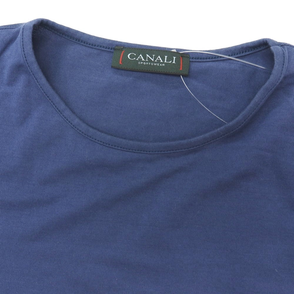 【中古】カナーリ CANALI コットンポリウレタン クルーネック 半袖Ｔシャツ ライトネイビー【サイズ52】【 状態ランクB 】【 メンズ 】
