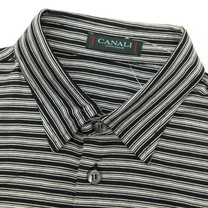 【中古】カナーリ CANALI コットン ボーダー 半袖ポロシャツ ブラックxホワイト【サイズ50】【 状態ランクB 】【 メンズ 】